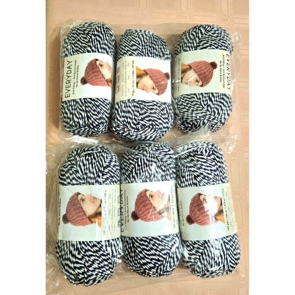 6pc Premier Everyday Navy Marl Yarn - 3.5 oz 100 % Anti-pilling Acrylic